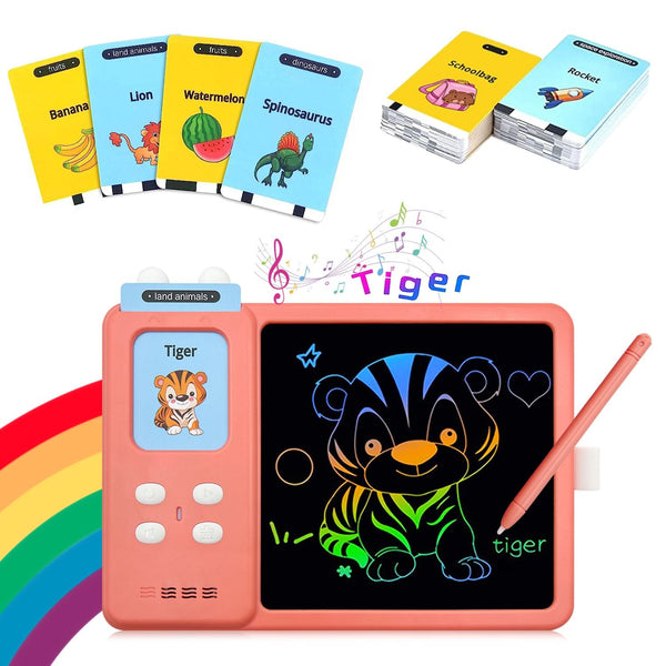 Toddler Doodle Board, LCD Writing Tablet with 112 Learning Flash Cards and 224 Words, Educational Learning Toys for Boys and Girls Birthday Gifts, Pink EasyOptionXY LLC
