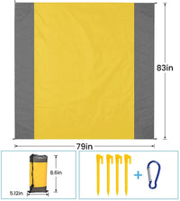 Beach Blanket, 83" x 78" Waterproof Sand Free Beach Mat for 4-7 Adults, Outdoor Picnic Blanket for Travel, Camping, Hiking, Yellow EasyOptionXY LLC