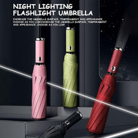 Automatic Folding Umbrella with LED Flashlight Handle, Travel Umbrella with 10 Ribs, Compact Umbrella for Kids Adults (Red) EasyOptionXY LLC