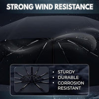 Automatic Folding Umbrella with LED Flashlight Handle, Travel Umbrella with 10 Ribs, Compact Umbrella for Kids Adults (Red) EasyOptionXY LLC