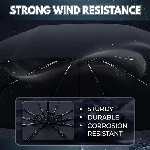 Automatic Folding Umbrella with LED Flashlight Handle, Travel Umbrella with 10 Ribs, Compact Umbrella for Kids Adults (Red) EasyOptionXY LLC