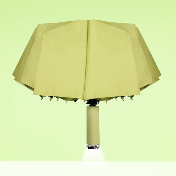 Automatic Folding Umbrella with LED Flashlight Handle, Travel Umbrella with 10 Ribs, Compact Umbrella for Kids Adults (Green) EasyOptionXY LLC