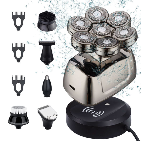 6-in-1 Electric Head Shaver, Waterproof Head Electric Razor with Rotary Design & LED Display, Rechargeable Grooming Shaver Kit for Bald Men EasyOptionXY LLC