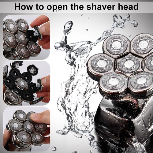 6-in-1 Electric Head Shaver, Waterproof Head Electric Razor with Rotary Design & LED Display, Rechargeable Grooming Shaver Kit for Bald Men EasyOptionXY LLC