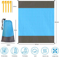 Beach Blanket, 83" x 78" Waterproof Sand Free Beach Mat for 4-7 Persons, Outdoor Picnic Blanket for Travel, Camping, Hiking (Blue) EasyOptionXY LLC