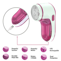 Electric Lint Remover, USB Rechargeable Fabric Shaver for Clothes, Cordless Bobble Sweater Defuzzer with 3 Blades for Fuzz, Pills, Bobbles, Red EasyOptionXY LLC