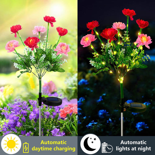 Solar Snow Lotus Flower Light, 2 Pack Solar Garden Light Outdoor, Waterproof Decorative LED Landscape Lights for Yard Patio Decor, Red EasyOptionXY LLC
