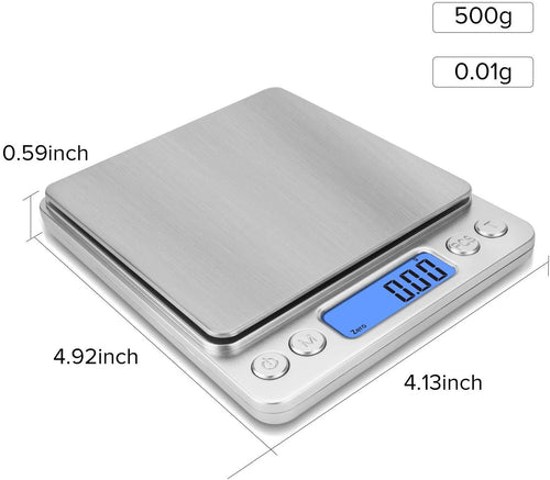 Digital Kitchen Scale, 500g x 0.01g Gram Scale, Cooking Food Scale with LCD Display, Small Pocket Scale with 2 Trays for Baking, Jewelry, Herbs, Seasoning EasyOptionXY LLC