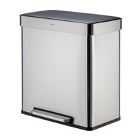 Qualiazero 16 Gallon Trash Can, 8 Gallon Dual Compartment Step On Kitchen Trash Can, Stainless Steel EasyOptionXY LLC