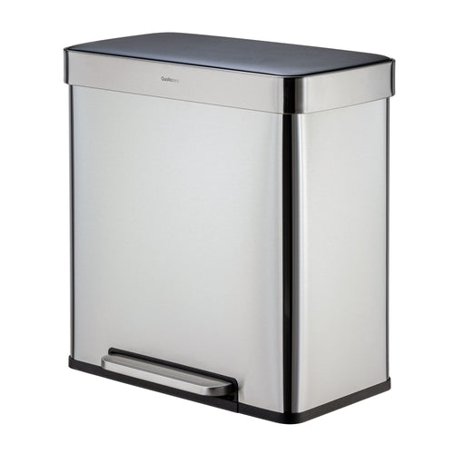 Qualiazero 16 Gallon Trash Can, 8 Gallon Dual Compartment Step On Kitchen Trash Can, Stainless Steel EasyOptionXY LLC