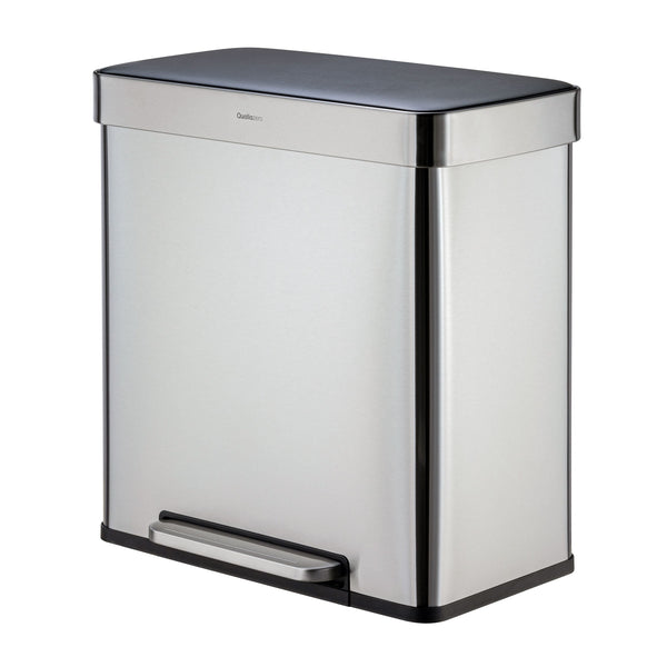 Qualiazero 16 Gallon Trash Can, 8 Gallon Dual Compartment Step On Kitchen Trash Can, Stainless Steel EasyOptionXY LLC
