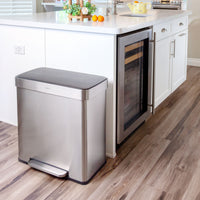 Qualiazero 16 Gallon Trash Can, 8 Gallon Dual Compartment Step On Kitchen Trash Can, Stainless Steel EasyOptionXY LLC