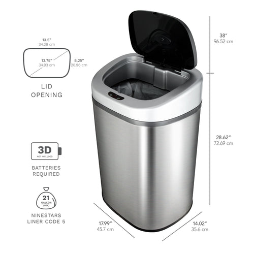 Nine Stars 21.1 Gallon Trash Can, Motion Sensor Touchless Kitchen Trash Can, Stainless Steel EasyOptionXY LLC