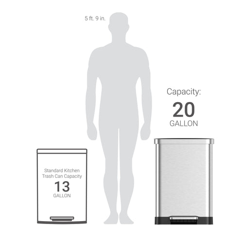 Qualiazero 20 Gallon Trash Can, Stainless Steel Step On Kitchen Trash Can, Silver EasyOptionXY LLC