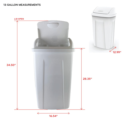 Mainstays 13 Gallon Trash Can, Plastic Swing Top Kitchen Garbage Trash Can, Black, 12.5" L x 16.35" W x 28.23' H EasyOptionXY LLC