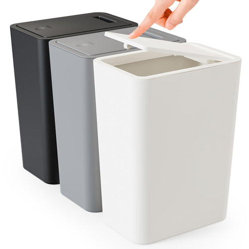 TINANA Small Trash Can with Lid, 3 Pack 10L Plastic Trash Bin, 2.6 Gallon Slim Garbage Bin Wastebasket with Pop-Up Lid for Bathroom, Bedroom, Office, Kitchen, Craft Room EasyOptionXY LLC