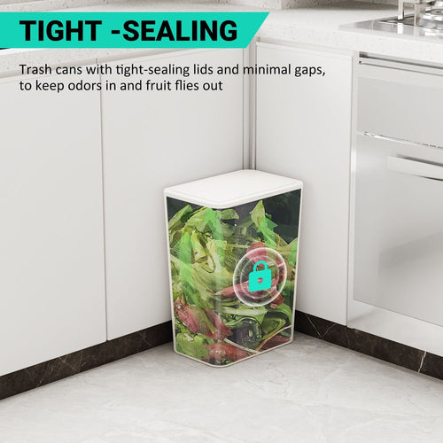 TINANA Small Trash Can with Lid, 3 Pack 10L Plastic Trash Bin, 2.6 Gallon Slim Garbage Bin Wastebasket with Pop-Up Lid for Bathroom, Bedroom, Office, Kitchen, Craft Room EasyOptionXY LLC