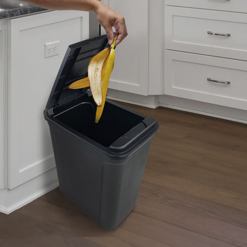 Mainstays 7.6 Gallon Kitchen Trashcan, Plastic Touch Top Lid Trashcan, Black, Size: 14.17" L x 10.62" W x 16.92" H EasyOptionXY LLC