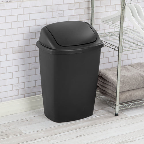 Sterilite 7.5 Gallon SwingTop Trash Can, Plastic, Kitchen, Black Trash Can EasyOptionXY LLC