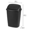 Sterilite 7.5 Gallon SwingTop Trash Can, Plastic, Kitchen, Black Trash Can EasyOptionXY LLC