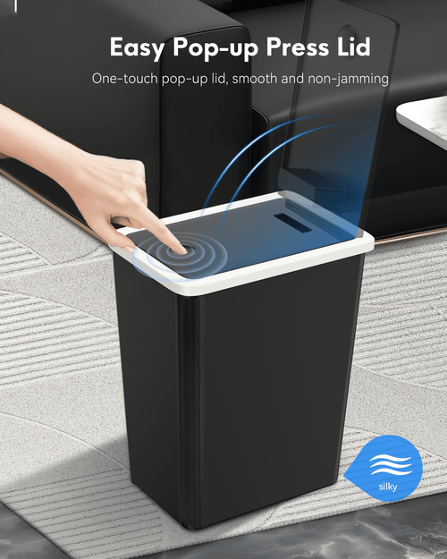 4 Pack Bathroom Trash Can with Lid, 3.2 Gallon Pop-Up Lid Kitchen Garbage Bin for Home,Plastic,Black EasyOptionXY LLC