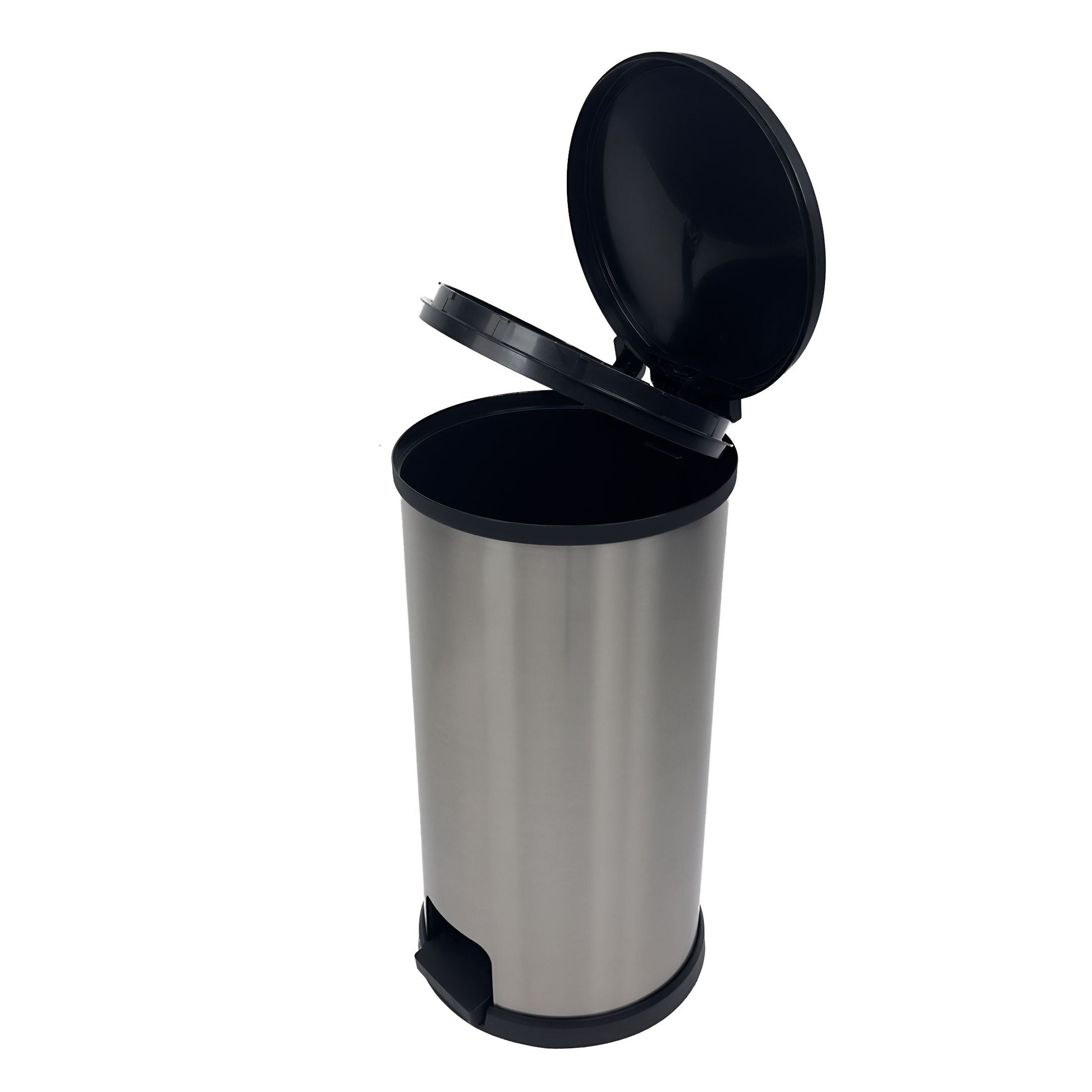Mainstays 7.9 Gallon Trash Can, Plastic Round Step Kitchen Trash Can, Silver EasyOptionXY LLC