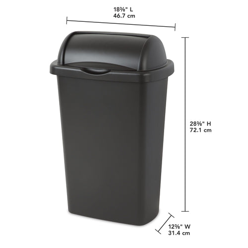 Sterilite 13 Gal. Roll Top Wastebasket, Plastic, Kitchen, Black EasyOptionXY LLC