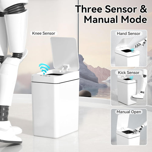 VQJTCVLY 2Pack Bathroom Small Trash Can with Lid, 2.2 Gallon Touchless Automatic Garbage Can Slim Waterproof Motion Sensor Smart Trash Bin for Bedroom, Office, Kitchen, Living Room (White) EasyOptionXY LLC