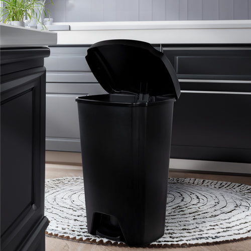 Hefty 12.1 Gallon Trash Can, Plastic Step On Kitchen Trash Can, Black EasyOptionXY LLC