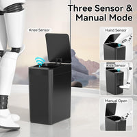 VQJTCVLY Bathroom Small Trash Can with Lid, 2.2 Gallon Touchless Automatic Garbage Can Slim Waterproof Motion Sensor Smart Trash Bin for Bedroom, Office, Kitchen, Living Room (Black) EasyOptionXY LLC