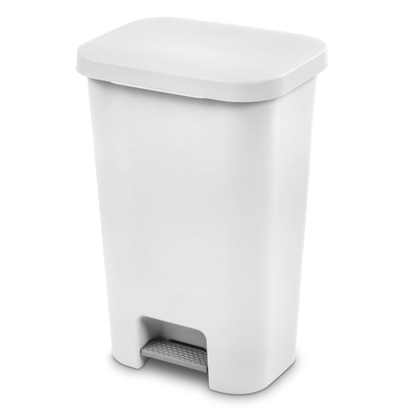 Sterilite 11.9 Gallon StepOn Trash Can, Plastic, Kitchen, White Trash Can EasyOptionXY LLC