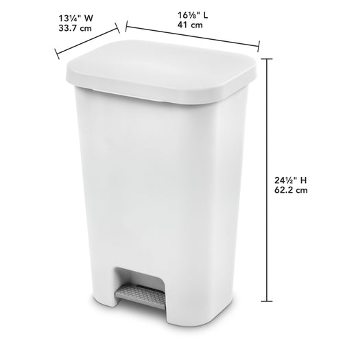 Sterilite 11.9 Gallon StepOn Trash Can, Plastic, Kitchen, White Trash Can EasyOptionXY LLC