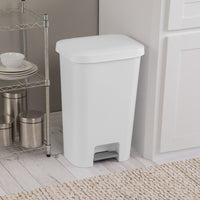 Sterilite 11.9 Gallon StepOn Trash Can, Plastic, Kitchen, White Trash Can EasyOptionXY LLC
