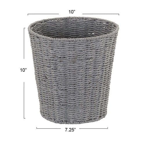 Household Essentials Woven Waste Basket, Gray Paper Rope Waste Bin for Bathroom, Bedroom, Office EasyOptionXY LLC