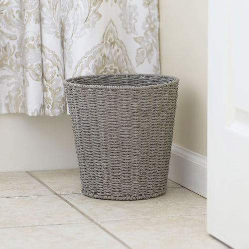 Household Essentials Woven Waste Basket, Gray Paper Rope Waste Bin for Bathroom, Bedroom, Office EasyOptionXY LLC