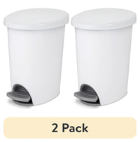 (2 pack) Sterilite 2.6 Gallon Trash Can, Ultra Step On Bathroom Trash Can, White EasyOptionXY LLC