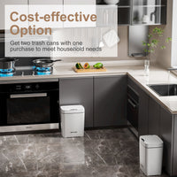 PrettyCare 2 Pcs Smart Automatic Touchless Trash Can with Lid,3.6 Gallon Slim Garbage Bin Waste Basket for Kitchen,Living Room,Bedroom, Bathroom, Office,White,GC01 EasyOptionXY LLC