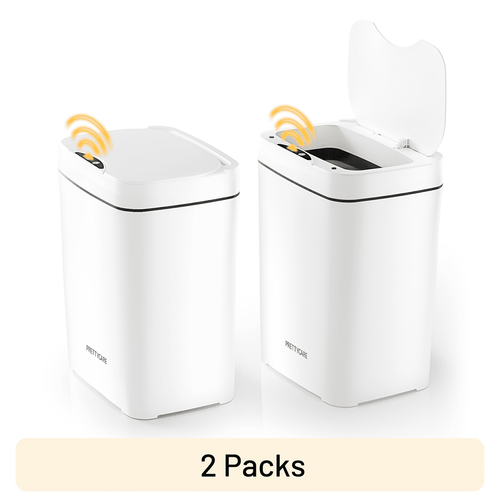 PrettyCare 2 Pcs Smart Automatic Touchless Trash Can with Lid,3.6 Gallon Slim Garbage Bin Waste Basket for Kitchen,Living Room,Bedroom, Bathroom, Office,White,GC01 EasyOptionXY LLC