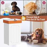 HOMEFORT Trash Can Cabinet, 23 Gallon Kitchen Garbage Can, Wooden Recycling Trash Bin, Dog Proof Trash Can, Trash Cabinet with Lid for Home Kitchen Bathroom, White EasyOptionXY LLC