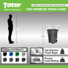 Toter 48-gallon black garbage can with wheels and lid EasyOptionXY LLC