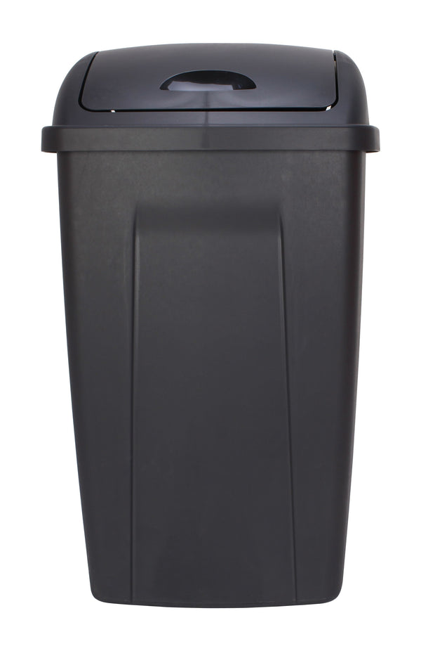 Mainstays 13 gal Plastic Swing Top Lid Kitchen Garbage Trash Can, Black