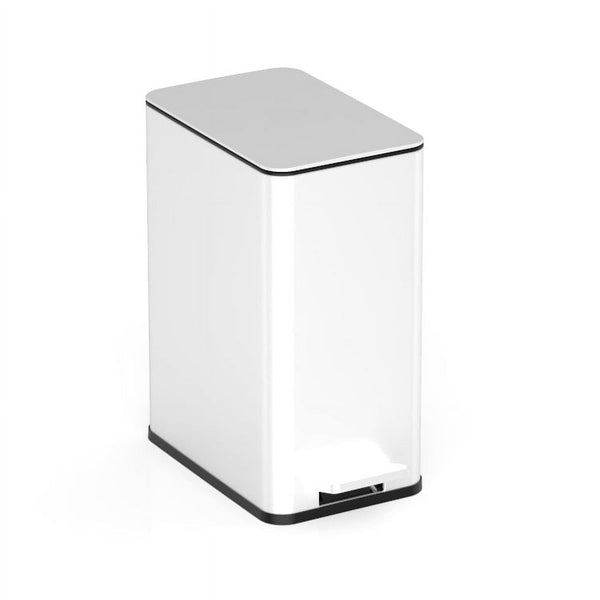 Nine Stars 2.6 Gallon Slim Step-on bathroom trash can, White Stainless Steel EasyOptionXY LLC