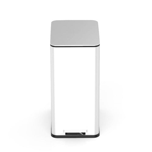 Nine Stars 2.6 Gallon Slim Step-on bathroom trash can, White Stainless Steel EasyOptionXY LLC