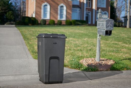 Rubbermaid 50 gal Roughneck Wheeled Plastic Garage Trash Can, Black EasyOptionXY LLC