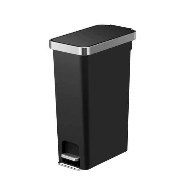 Better Homes & Gardens 10.5 Gallon Kitchen Step Trash Can, Plastic Slim Step-On Kitchen Trash Can, Black EasyOptionXY LLC