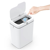Automatic Bathroom Trash Can with Lid, 3.95 Gallon Touchless Trash Bin, Smart Plastic Slim Garbage Can Small White Wastebasket for Bedroom, Bathroom, Office, Living Room, Toilet, RV EasyOptionXY LLC