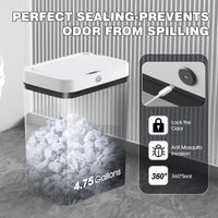 Automatic Bathroom Trash Can with Lid, 3.95 Gallon Touchless Trash Bin, Smart Plastic Slim Garbage Can Small White Wastebasket for Bedroom, Bathroom, Office, Living Room, Toilet, RV EasyOptionXY LLC