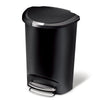 simplehuman 13 Gallon Trash Can, Black Plastic Semi-Round Step Kitchen Trash Can with Secure Slide Lock EasyOptionXY LLC