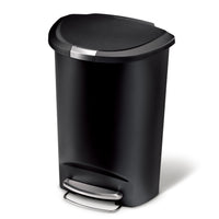 simplehuman 13 Gallon Trash Can, Black Plastic Semi-Round Step Kitchen Trash Can with Secure Slide Lock EasyOptionXY LLC