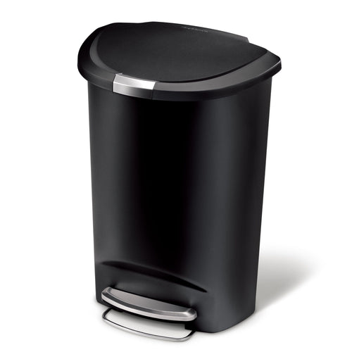 simplehuman 13 Gallon Trash Can, Black Plastic Semi-Round Step Kitchen Trash Can with Secure Slide Lock EasyOptionXY LLC